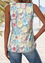 Casual Floral V Neck Sleeveless T-shirt