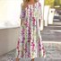 Women Floral Crew Neck Short Sleeve Comfy Casual Maxi Dress