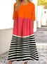 Women Geometric Crew Neck Short Sleeve Comfy Casual Maxi Dress