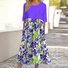 Women Floral Crew Neck Short Sleeve Comfy Casual Maxi Dress