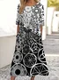 Women Geometric Crew Neck Short Sleeve Comfy Casual Maxi Dress