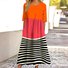 Women Geometric Crew Neck Short Sleeve Comfy Casual Maxi Dress