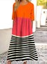 Women Geometric Crew Neck Short Sleeve Comfy Casual Maxi Dress