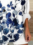 V Neck Long Sleeve Floral Printing Regular Loose Blouse For Women