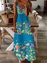 Women Floral Spaghetti Sleeveless Comfy Casual Maxi Dress