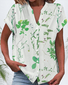 V Neck Short Sleeve Floral Buckle Regular Micro-Elasticity Regular Fit Button Up Shirt Shirt For Women