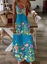 Women Floral Spaghetti Sleeveless Comfy Casual Maxi Dress
