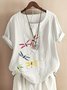 Crew Neck Half Sleeve Dragonfly Regular Regular Fit Blouse For Women
