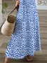 Women Geometric V Neck Short Sleeve Comfy Casual Printing Maxi Dress