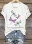Casual Floral V Neck Short Sleeve T-shirt