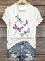Casual Floral V Neck Short Sleeve T-shirt