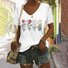 Casual Floral V Neck Short Sleeve T-shirt