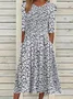 Women Floral Crew Neck Short Sleeve Comfy Casual Printing Maxi Dress