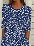 Women Floral Crew Neck Short Sleeve Comfy Casual Printing Maxi Dress