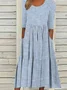 Women Striped Crew Neck Short Sleeve Comfy Casual Printing Maxi Dress