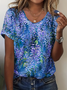 Casual Floral Crew Neck Short Sleeve T-shirt