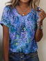 Casual Floral Crew Neck Short Sleeve T-shirt