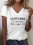 Scotland Is Calling Print Crew Neck Short Sleeve Casual T-shirt