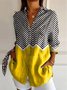 Women Shirt Striped Print Color Block Loose Casual Shirt For Women