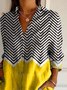 Women Shirt Striped Print Color Block Loose Casual Shirt For Women