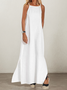 Women Plain Square Neck Sleeveless Comfy Vacation Pocket Stitching Maxi Dress
