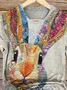 Casual Easter Rabbit Print Crew Neck Short Sleeve T-shirt