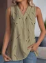 Casual V Neck Abstract Polka Dots Tank Top