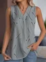 Casual V Neck Abstract Polka Dots Tank Top