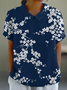 Shawl Collar Short Sleeve Floral Lightweight Loose Shirt For Women