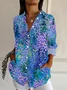 Shirt Collar Long Sleeve Floral Buckle Regular Loose Button Up Shirt Shirt For Women
