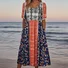 Women Floral Crew Neck Short Sleeve Comfy Casual Maxi Dress