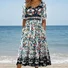 Women Floral Crew Neck Short Sleeve Comfy Casual Maxi Dress