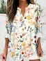 Women Elegant Basic Floral Print Long Sleeve Daily Loose Blouse For Women