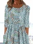 Women Floral Crew Neck Half Sleeve Comfy Casual Printing Maxi Dress
