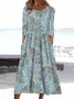 Women Floral Crew Neck Half Sleeve Comfy Casual Printing Maxi Dress