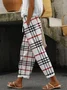 Casual Plaid Printing Comfy Cotton Long Pants