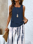 Women Abstract Graphic Crew Neck Sleeveless Comfy Casual Two-Piece Set