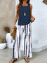 Women Abstract Graphic Crew Neck Sleeveless Comfy Casual Two-Piece Set