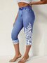 Casual 3D Printing Capris Elastic Waist Pant