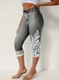 Casual 3D Printing Capris Elastic Waist Pant