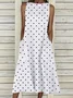 Women Polka Dots Crew Neck Sleeveless Comfy Casual Printing Maxi Dress