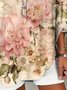 Casual Floral Art Print Loose Cotton Comfy Blouse For Women