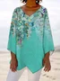 V Neck Long Sleeve Floral Regular Loose Blouse For Women