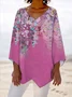 V Neck Long Sleeve Floral Regular Loose Blouse For Women