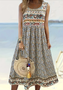Women Floral Crew Neck Sleeveless Comfy Casual Maxi Dress