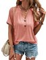 Casual Plain V Neck Short Sleeve T-shirt