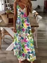 Women Floral Spaghetti Sleeveless Comfy Casual Maxi Dress