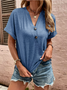 Casual Plain V Neck Short Sleeve T-shirt