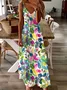 Women Floral Spaghetti Sleeveless Comfy Casual Maxi Dress