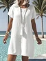 Women Plain Crew Neck Short Sleeve Comfy Casual Midi Dress